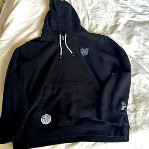 Black Hoodie with Embroidered Patches